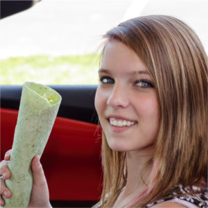 girl holding tortilla wrap